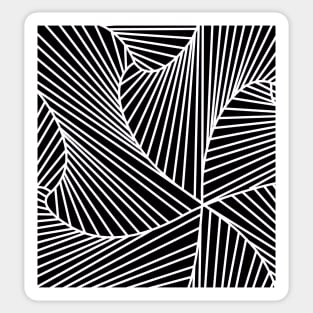 black and white line art abstract pattern Sticker